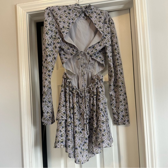 NWOT Blue Life X Planet Blue Floral Mock Neck Mini Dress - Picture 4 of 4